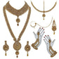 Tehzeeb Creations Bridal Dulhan Designer Gold-Polished Gold Color Pearl Stone Set 9 pcs. for Women & Girls - Swadesiicart