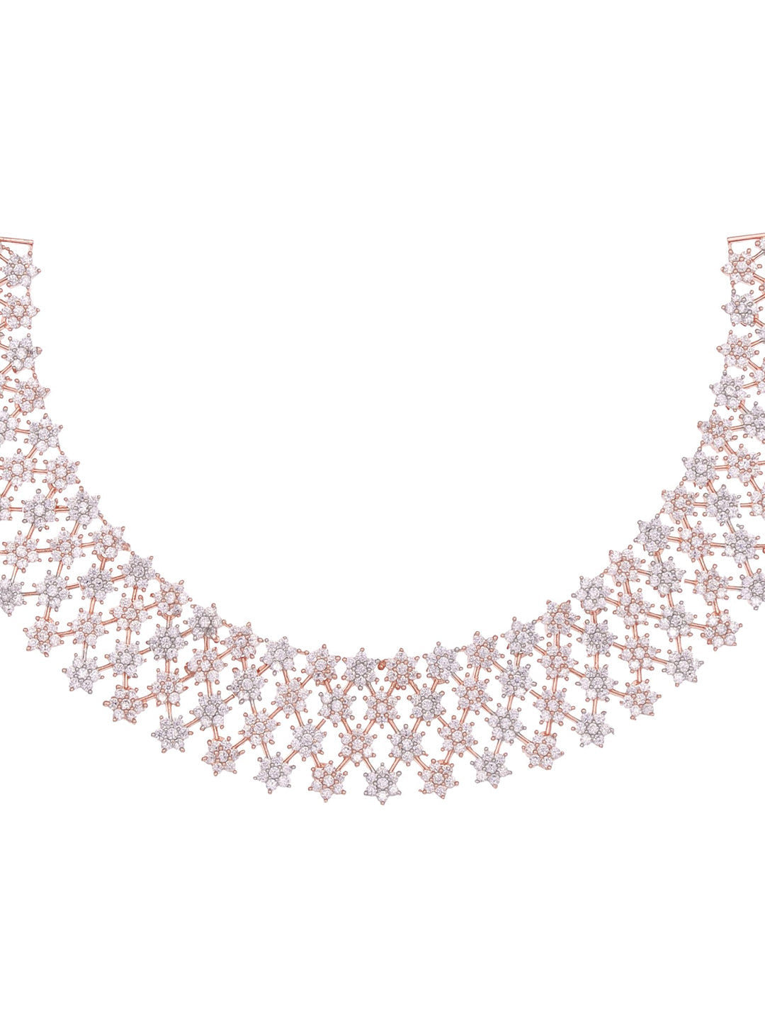 Saraf RS Jewellery White Rose Gold-Polished AD Studded Necklace Jewellery Set - Swadesiicart