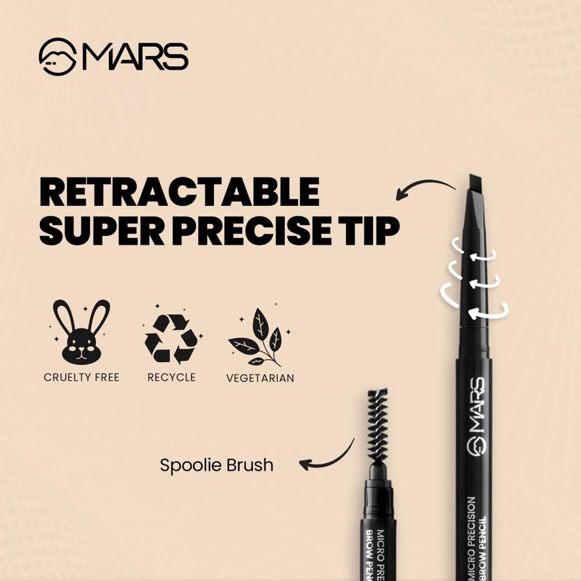 MARS Cosmetics Micro Precision Brow Pencil - Brown - Swadesiicart
