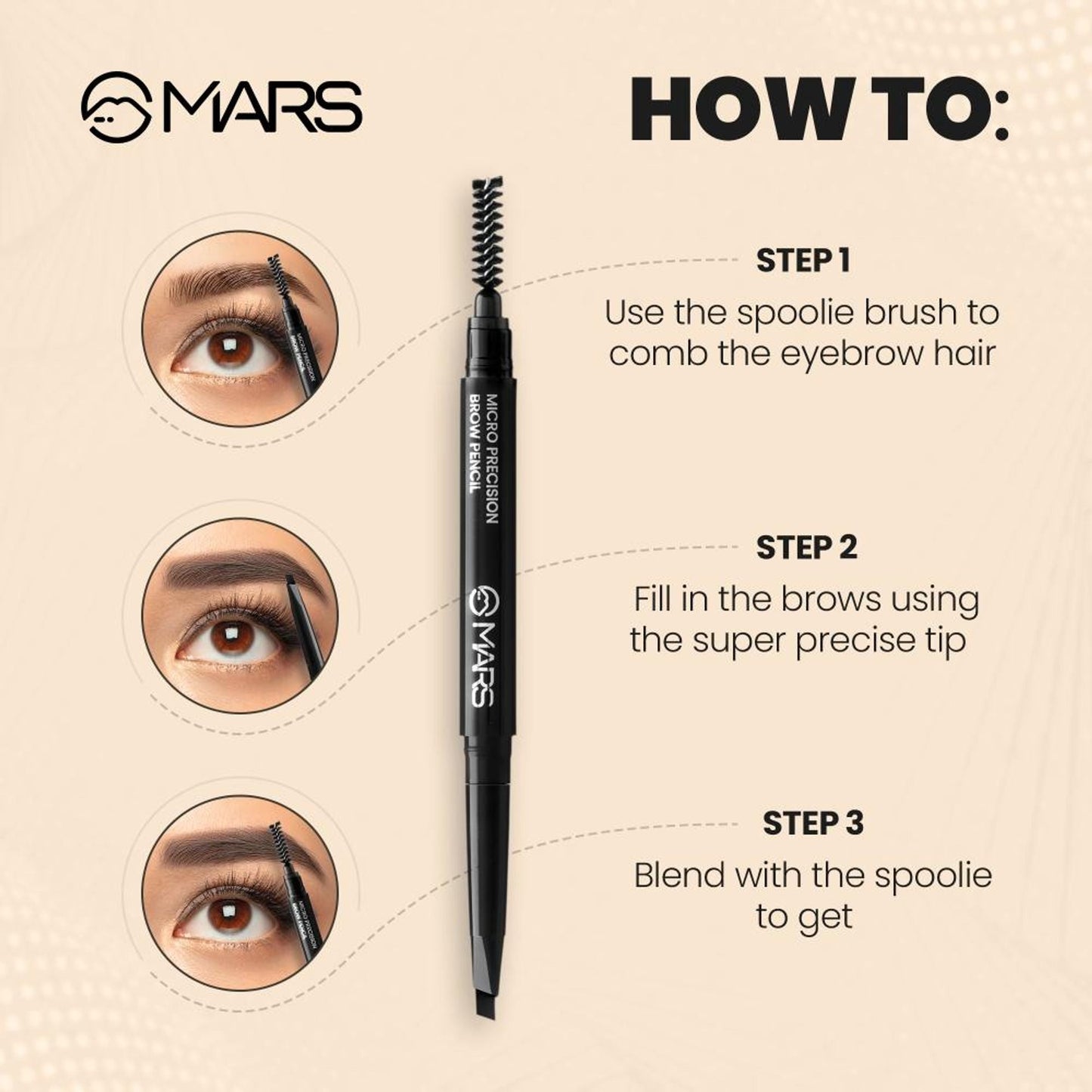MARS Cosmetics Micro Precision Brow Pencil - Brown - Swadesiicart