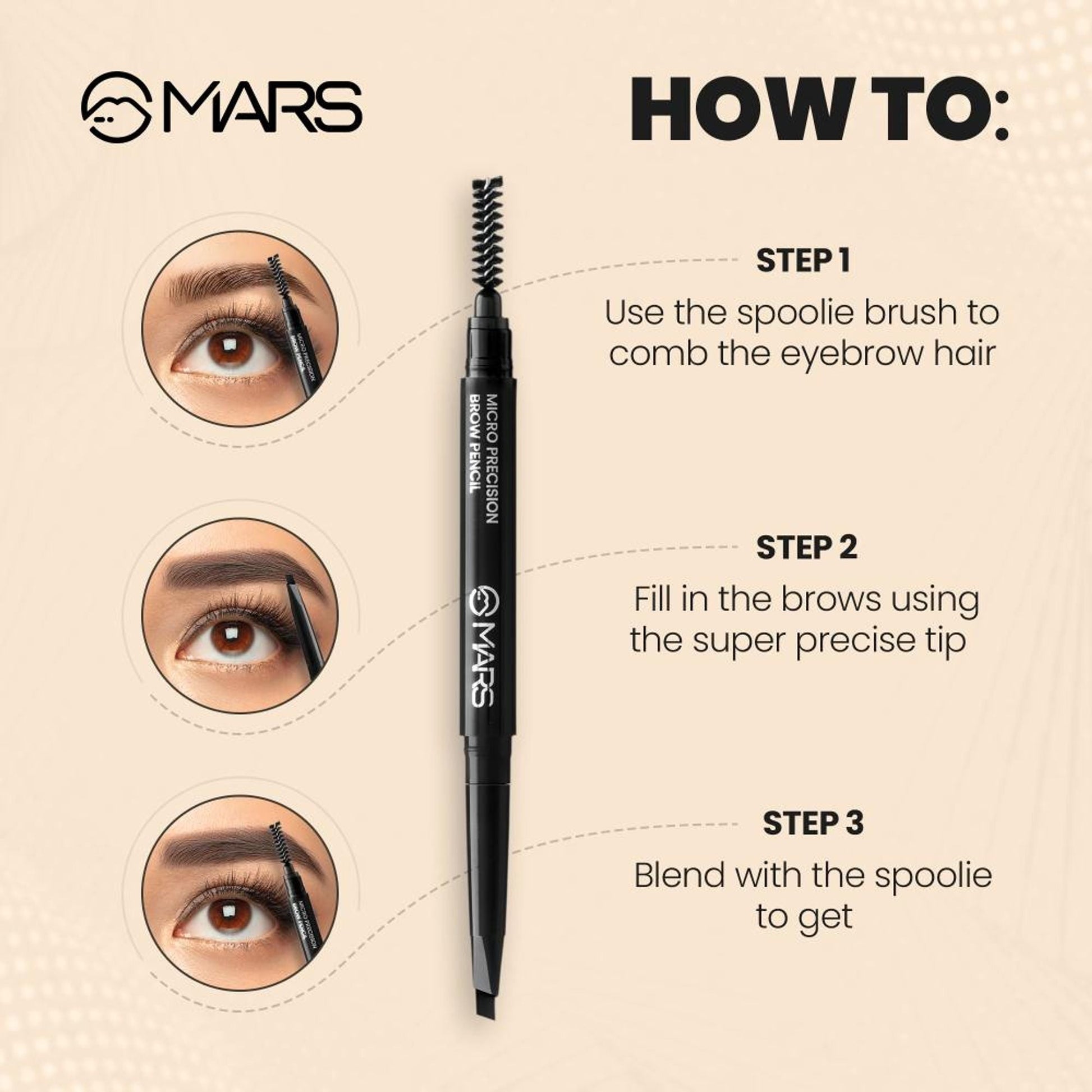 MARS Cosmetics Micro Precision Brow Pencil - Brown - Swadesiicart