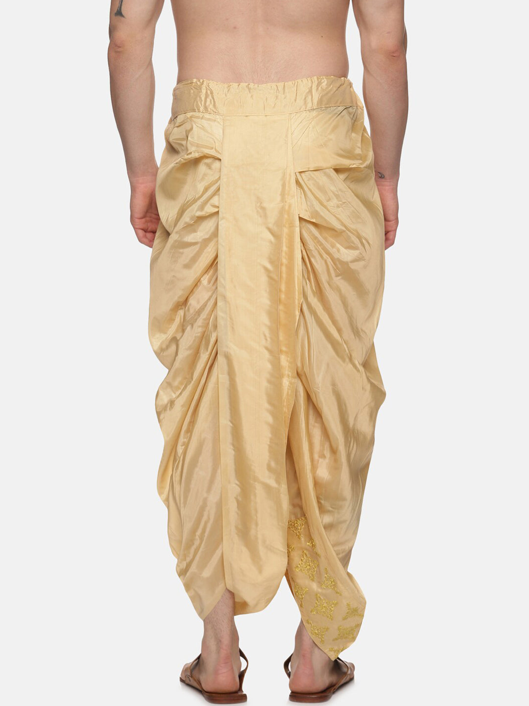 Sethukrishna Golden Embroidered Dhoti Pant For Men | Swadesiicart