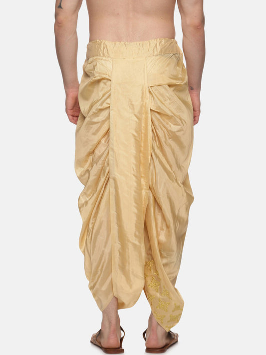Sethukrishna Golden Embroidered Dhoti Pant For Men | Swadesiicart