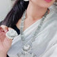 Tehzeeb Creations Women's Bahubali Oxidised Necklace Set With White Pearl - Swadesiicart