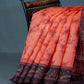 Shades of Peachish Orange Colour Shibori Print Semi Chanderi Saree By Gayathri Reddy Designer Studio | Swadesiicart