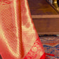 Mitera Red & Gold-Toned Woven Design Zari Silk Blend Banarasi Saree | Swadesiicart