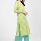 Vishudh Women Lime Green Ethnic Motifs Printed Regular Pure Cotton Kurta with Palazzos - Swadesiicart