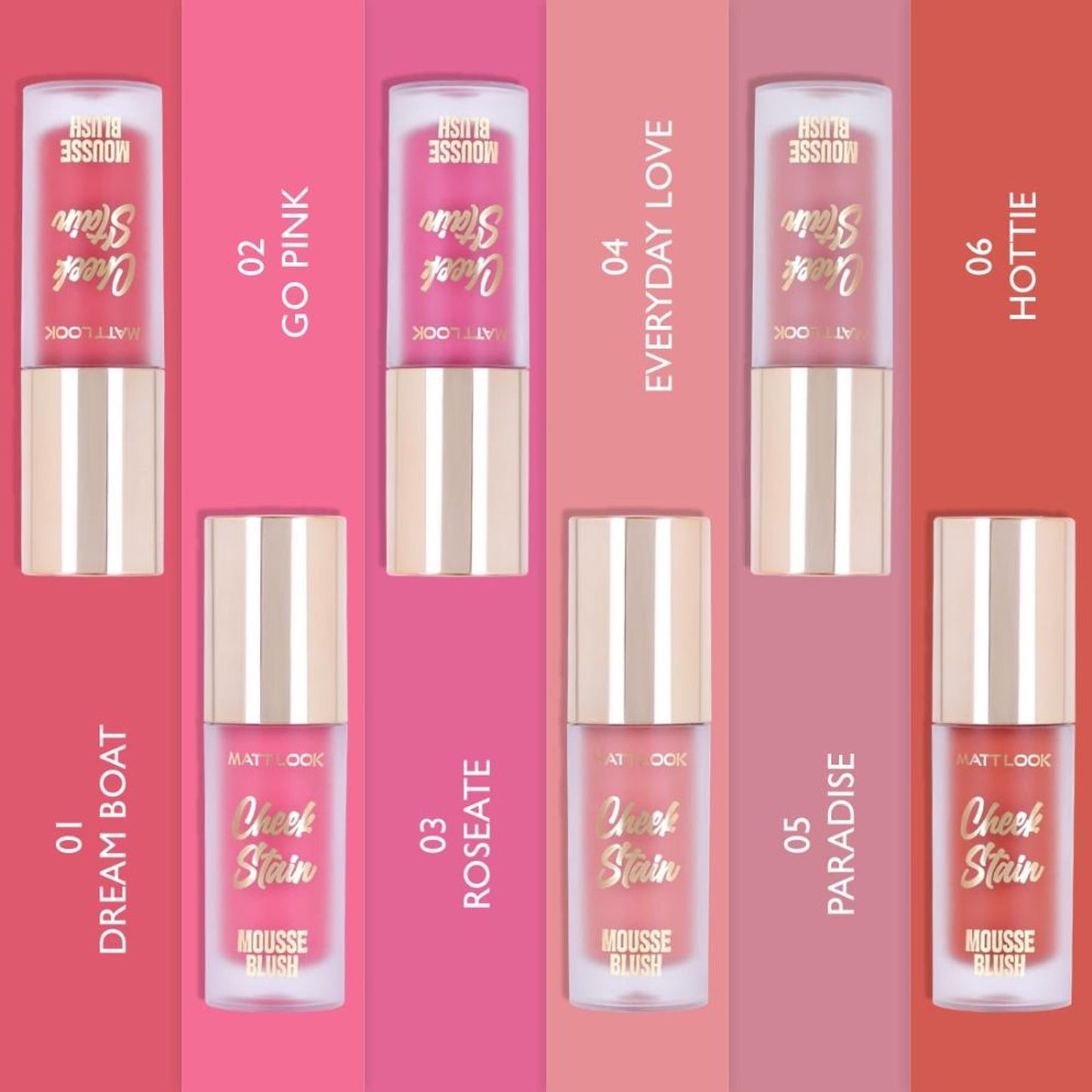 Matt Look Cheek Stain Mousse Blushs - 03 Roseate - Swadesiicart