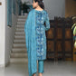 Vaasva Women's Teal Crepe Embroidered Suit Set | Swadesiicart