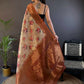 Joban Fashion Brown Floral Motifs Banarasi Silk Sarees | Swadesiicart