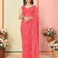 Red Georgette Designer Printed Ready To Wear Saree - Elite | Swadesiicart