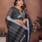 Anaita Black Weaving Linen Cotton Saree With Blouse