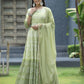Juniper Green Santoon Slub Festive Foil Print Straight Lehnga Choli Set For Women | Swadesiicart