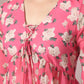 Myshka Women's Pink Printed Georgette A-Line Nyra-cut Kurta - Swadesiicart