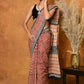 Very Much Indian Handblock Printed Cotton Saree With Natural Dyes - Orange | Swadesiicart