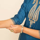 FIORRA Women's Teal Blue Silk Blend Straight Kurta Palazzo Set With Dupatta - Swadesiicart