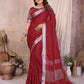 Anaita Red Weaving Linen Cotton Saree With Blouse