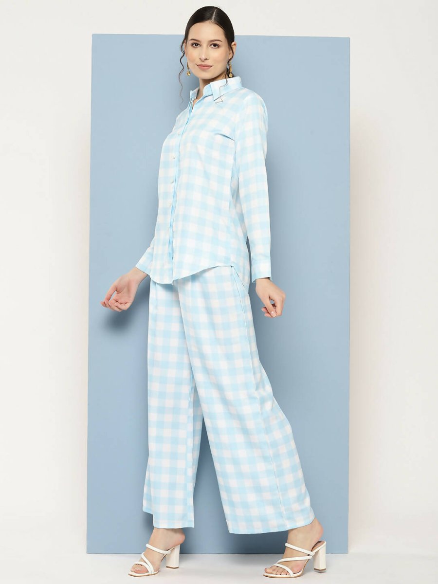 Ahalyaa Womens Co-ords - Blue - Swadesiicart