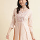 Peach Viscose Rayon Yoke Embroidered A-line Top - Tarini - Swadesiicart