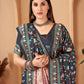 Aayaa Designer Winter Collection Printed Saree With Shawl - Multi Color