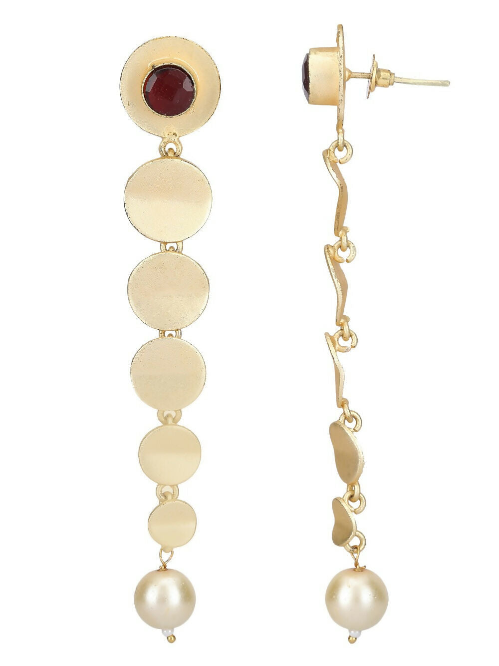 Joban Fashion Women Long Pattern Matte Gold Earrings | Swadesiicart