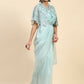 Blue Satin Solid Ready to wear Saree with stitched Blouse - Vanita | Swadesiicart