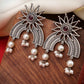NVR Women's Floral Silver-Plated Artificial Stones and Beads Drop Earrings | Swadesiicart