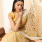 Beige Organza Floral Embroidered Saree with Unstitched Blouse Piece - Roozal