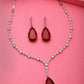 NVR Women's Silver-Plated Red Artificial Stones Studded Handcrafted Jewellery Set - Swadesiicart