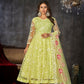 Jyoti Fashion Women's Pista Net Embroidered Anarkali Kurta Pant Set With Dupatta | Swadesiicart