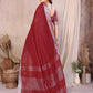 Anaita Red Weaving Linen Cotton Saree With Blouse