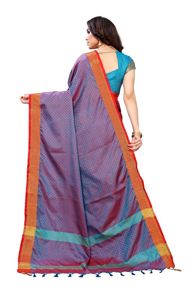 Vamika Banarasi Jacquard Weaving Rama Green Saree | Swadesiicart