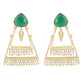 Joban Fashion Women Green Stone Matte Gold Earrings | Swadesiicart
