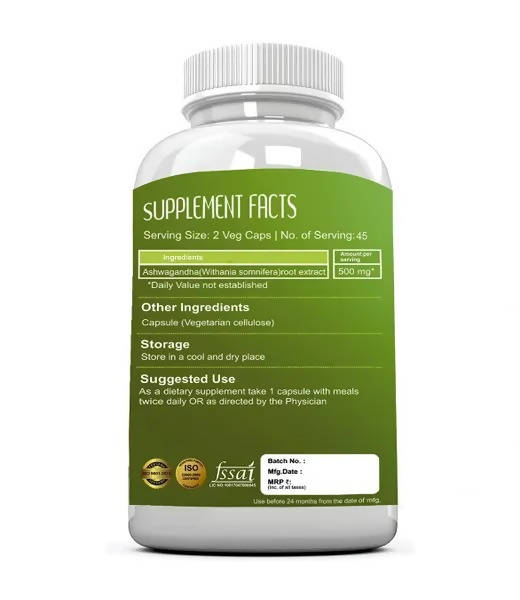 Ramini Bio Nutrition Ashwagandha 500mg Veg Capsules | Swadesiicart