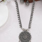NVR Women's Silver-Toned Floral Shape Oxidized Necklace with Jhumka Earrings - NR Retail-NVR