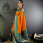 Joban Fashion Banarasi Orange Woven Soft Silk Saree | Swadesiicart