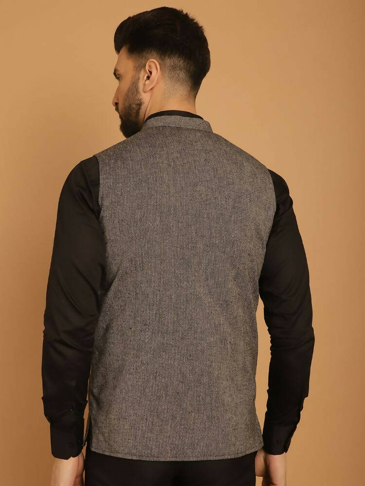 Even Apparels Pure Wool Nehru Jacket - Grey | Swadesiicart