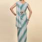 Sea Green Polyester Solid Ready to Wear Saree with stitched Blouse - Aayan | Swadesiicart