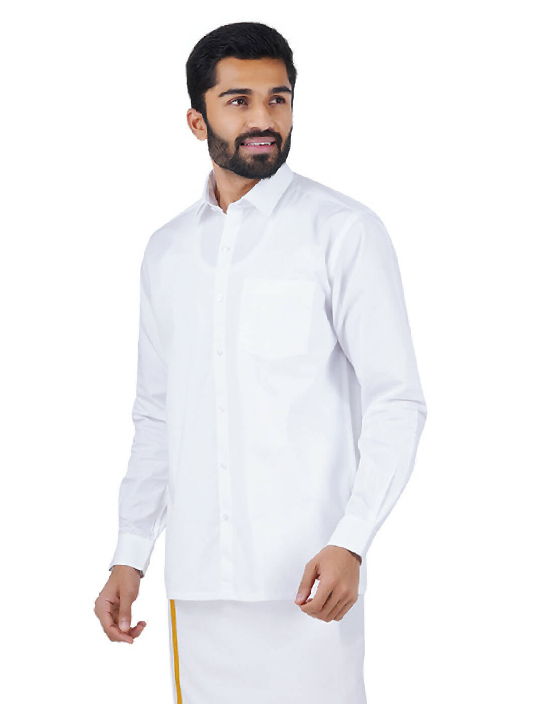 Ramraj Cotton Mens Full Sleeve Formal 100 % Cotton White Shirt | Swadesiicart
