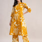 Aavyora Women's Mustard Yellow & White Floral Printed Cotton Co-Ord Set - Swadesiicart