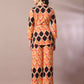 Myshka Women's Multi Printed Polo Collar Party Top With Trousers Co-ord set - Swadesiicart