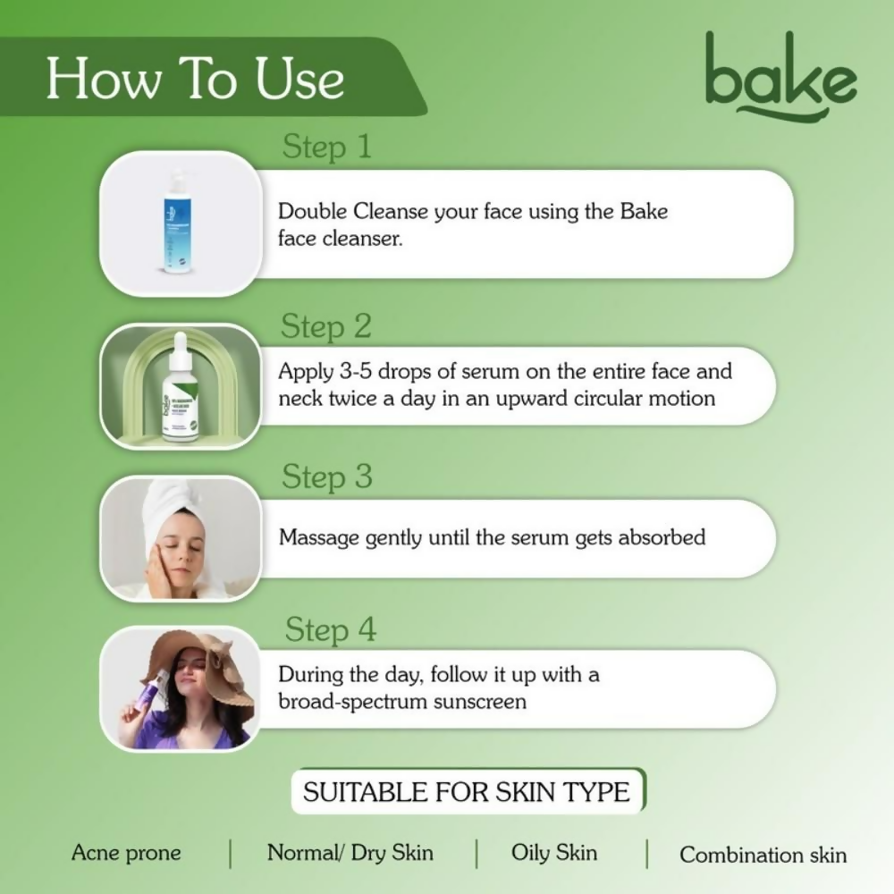 Bake 10% Niacinamide & Azelaic Acid Face Serum With Vitamin E | Swadesiicart