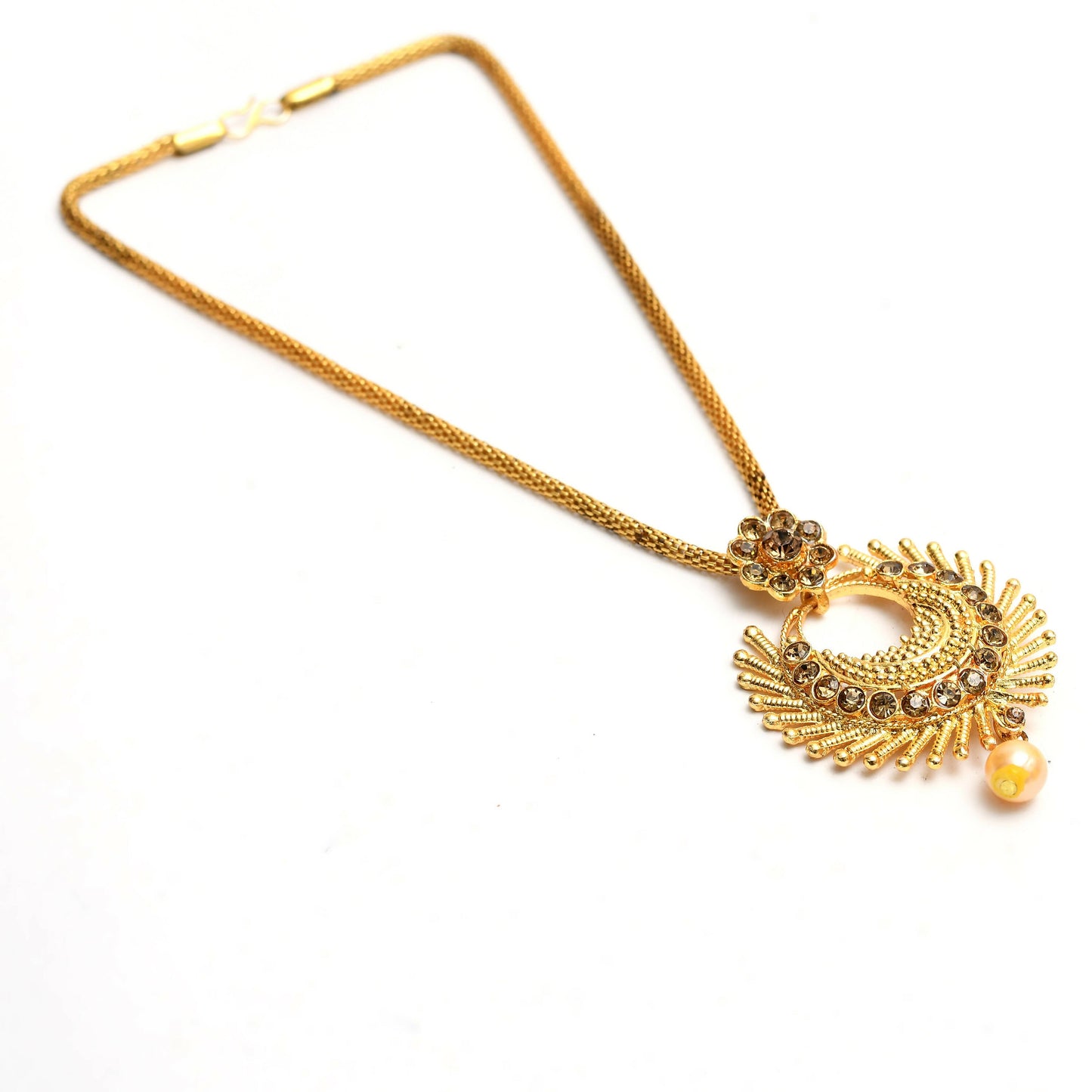Mominos Fashion Johar Kamal Gold-Polished Brass Finish Long Necklace For Women (Golden) | Swadesiicart