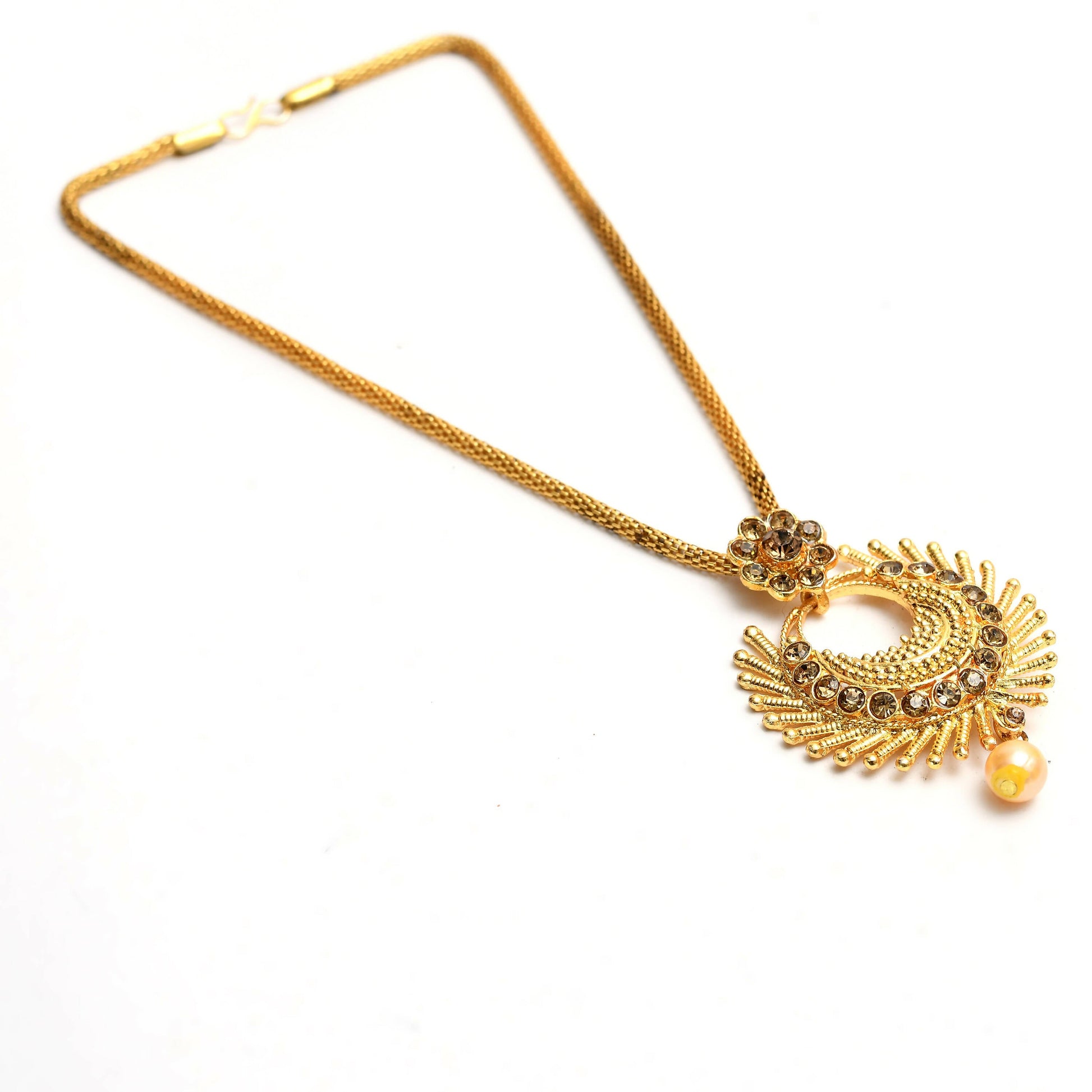 Mominos Fashion Johar Kamal Gold-Polished Brass Finish Long Necklace For Women (Golden) | Swadesiicart