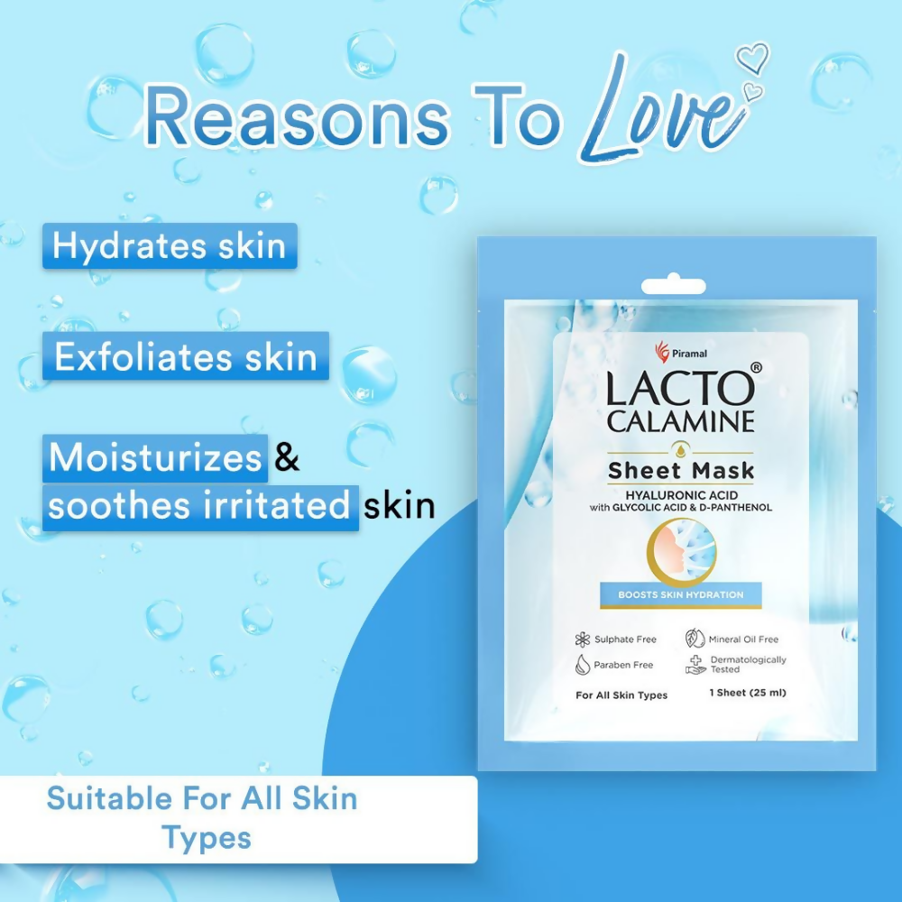 Lacto Calamine Hyaluronic Acid Face Serum Sheet Mask - Swadesiicart