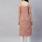 Miravan Women's Floral Printed Strappy Peach Straight Kurta - Swadesiicart