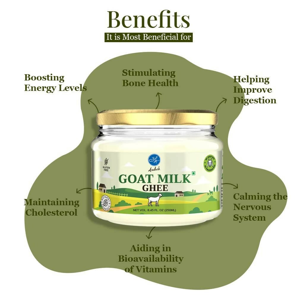 Aadvik A2 Goat Milk Ghee with Ayurvedic Benefits | 100% Pure & Natural Goat Milk Ghee | From Grass Fed Goat A2 Milk | Swadesiicart