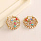 Navratan Round Earrings - Ruby Raang | Swadesiicart