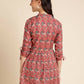 Red Poly Rayon Digital Printed A-line Top - Tarini - Swadesiicart
