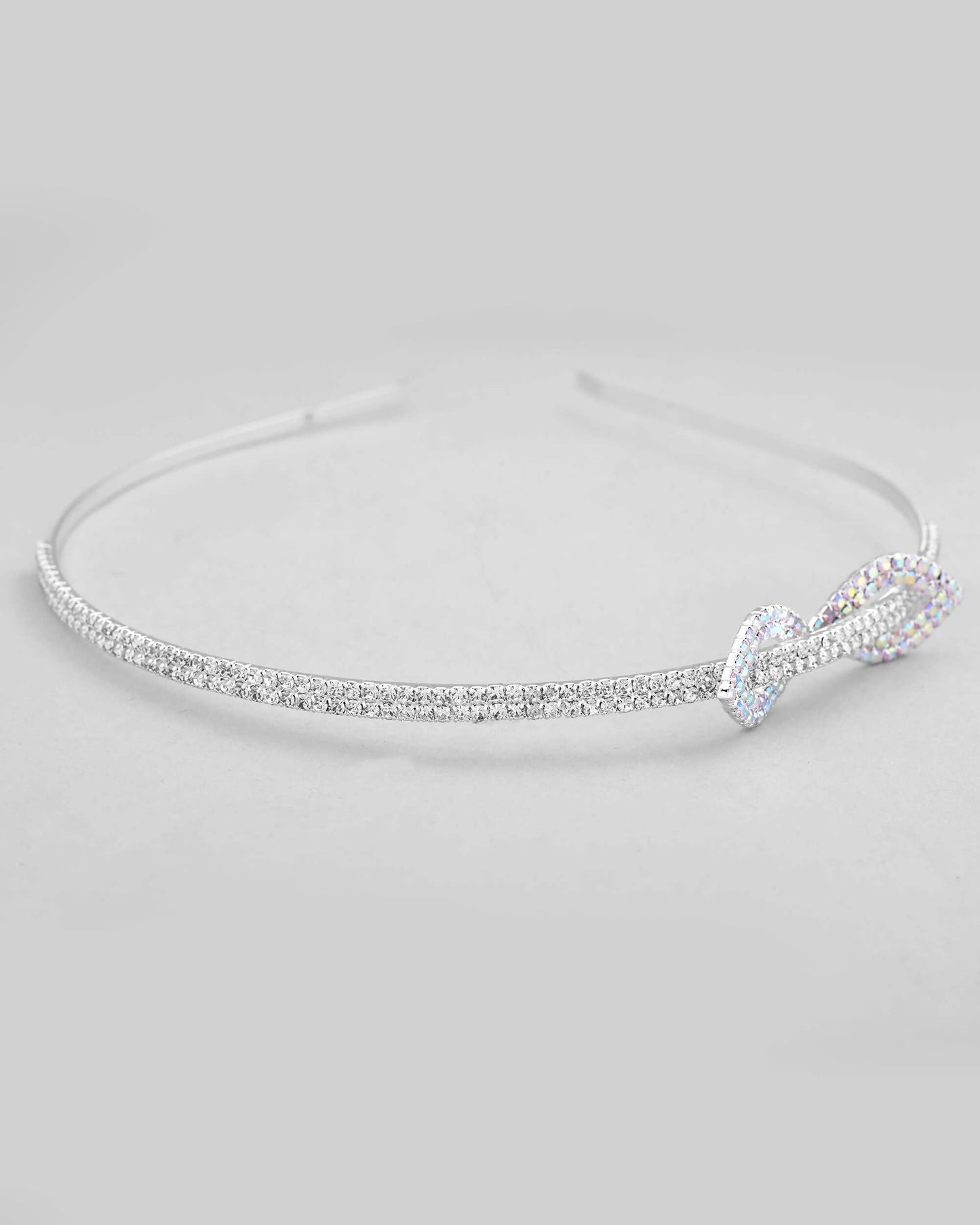 VOJ Silver Plated Bow Shaped AD studded Hairband | Swadesiicart